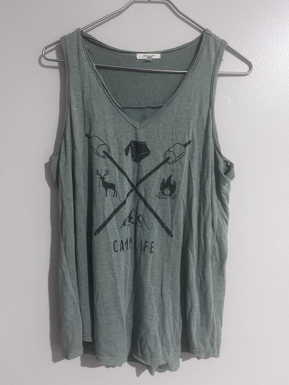 Maurices Tank Womens L Green Tunic V-Neck Jersey Lightweight Stretch Casual